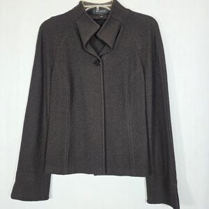 St. John Collection Brown Santana Knit One-Button Blazer Jacket - Size 6